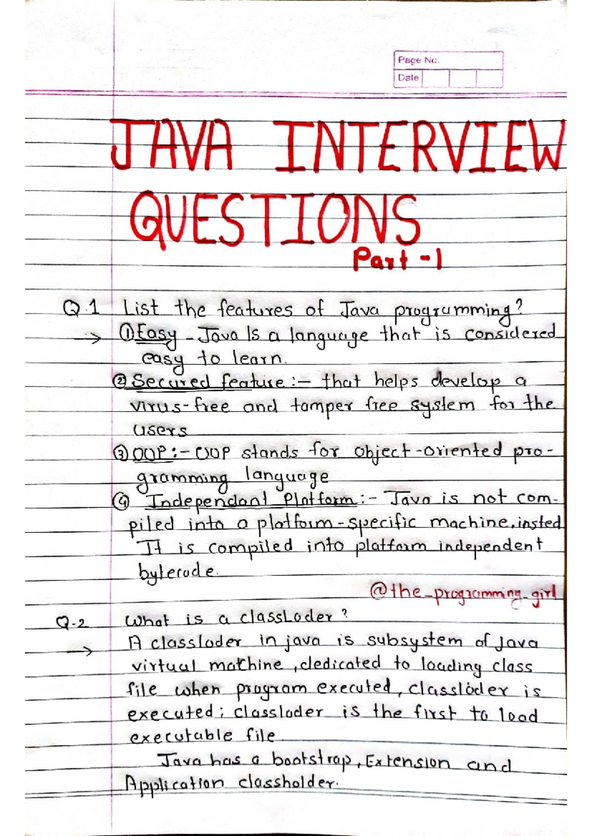 JAVA INTERVIEW QUESTIONS Part 1: Key Concepts and Features - Studocu