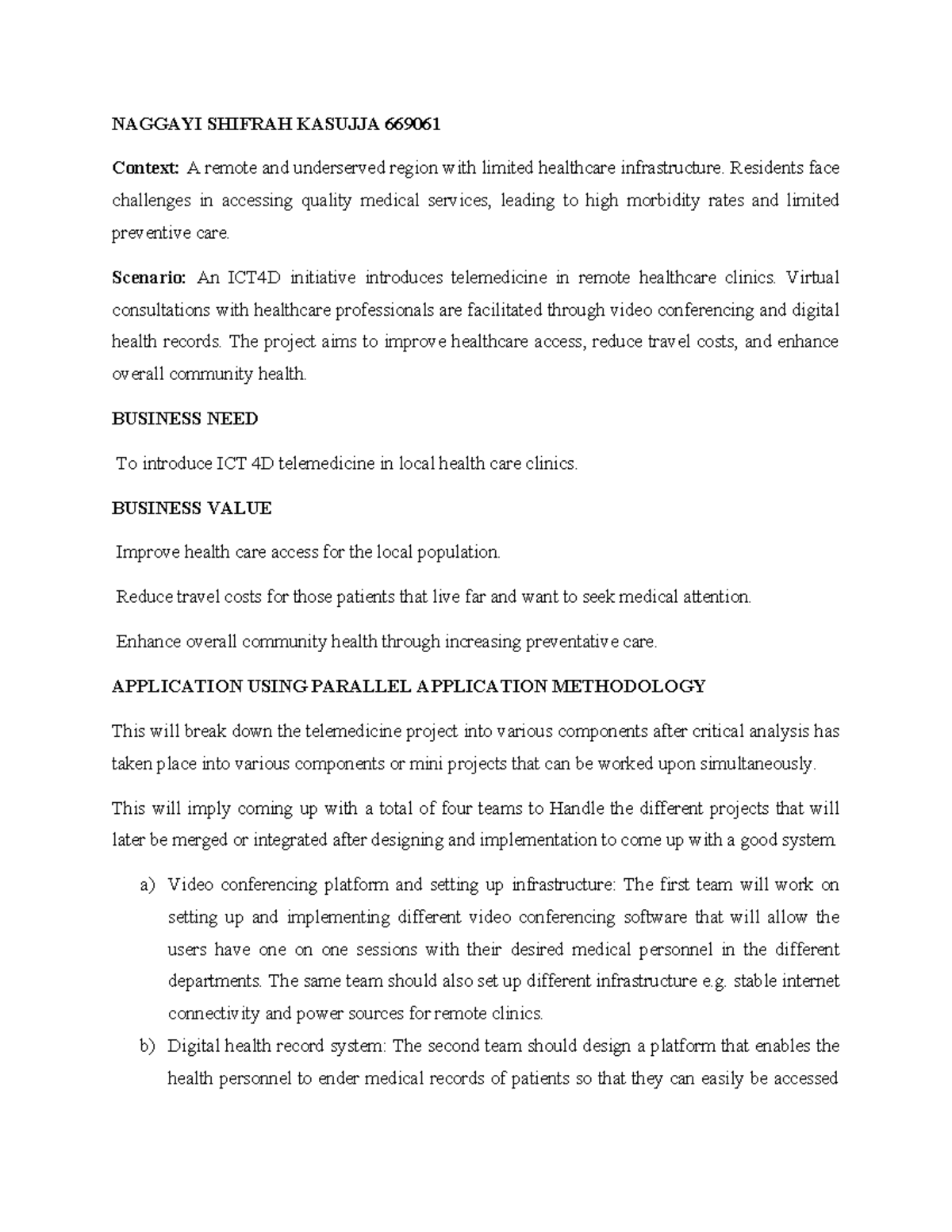 Telemedicine Implementation in Remote Clinics: Case Study 669061 - Studocu