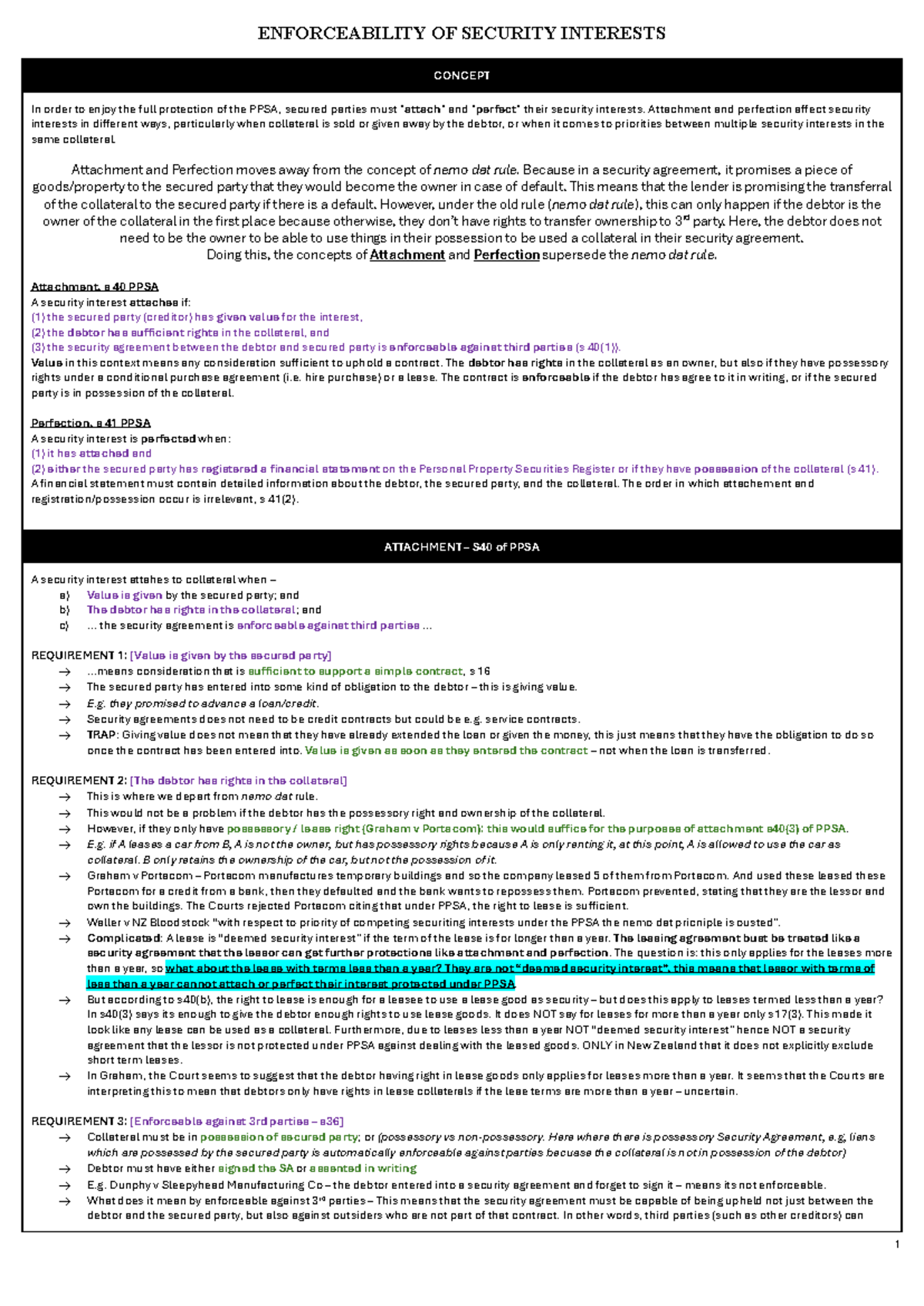 Security Interests 102: Enforceability and Perfection Under PPSA - Studocu