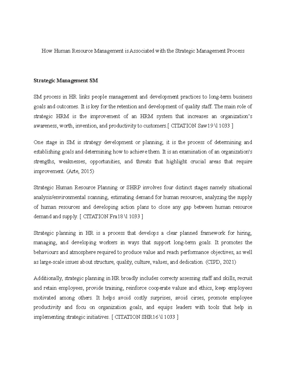 SHRM to HRM - assignment on strategic and human resource management ...