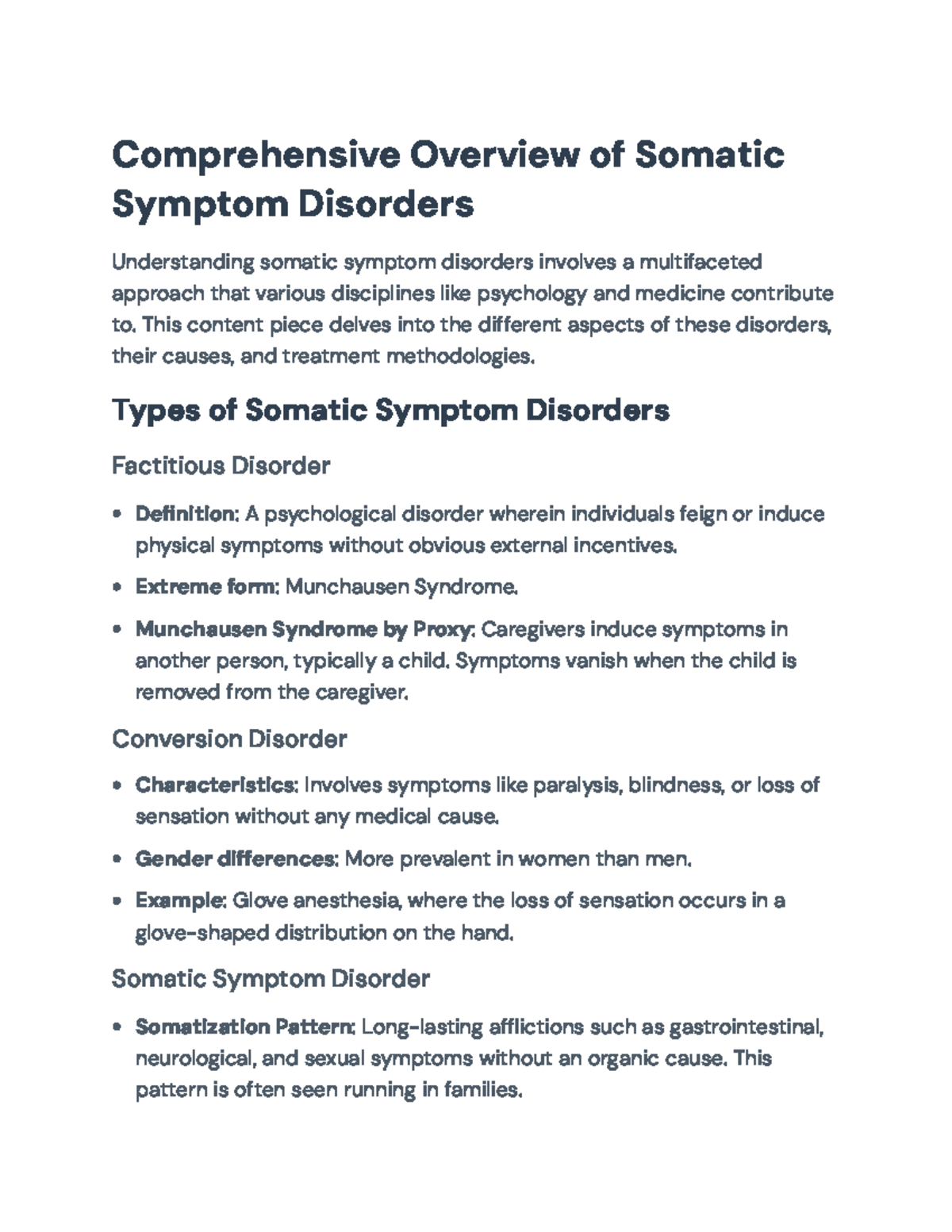 Comprehensive Analysis of Somatic Symptom Disorders: Causes and ...