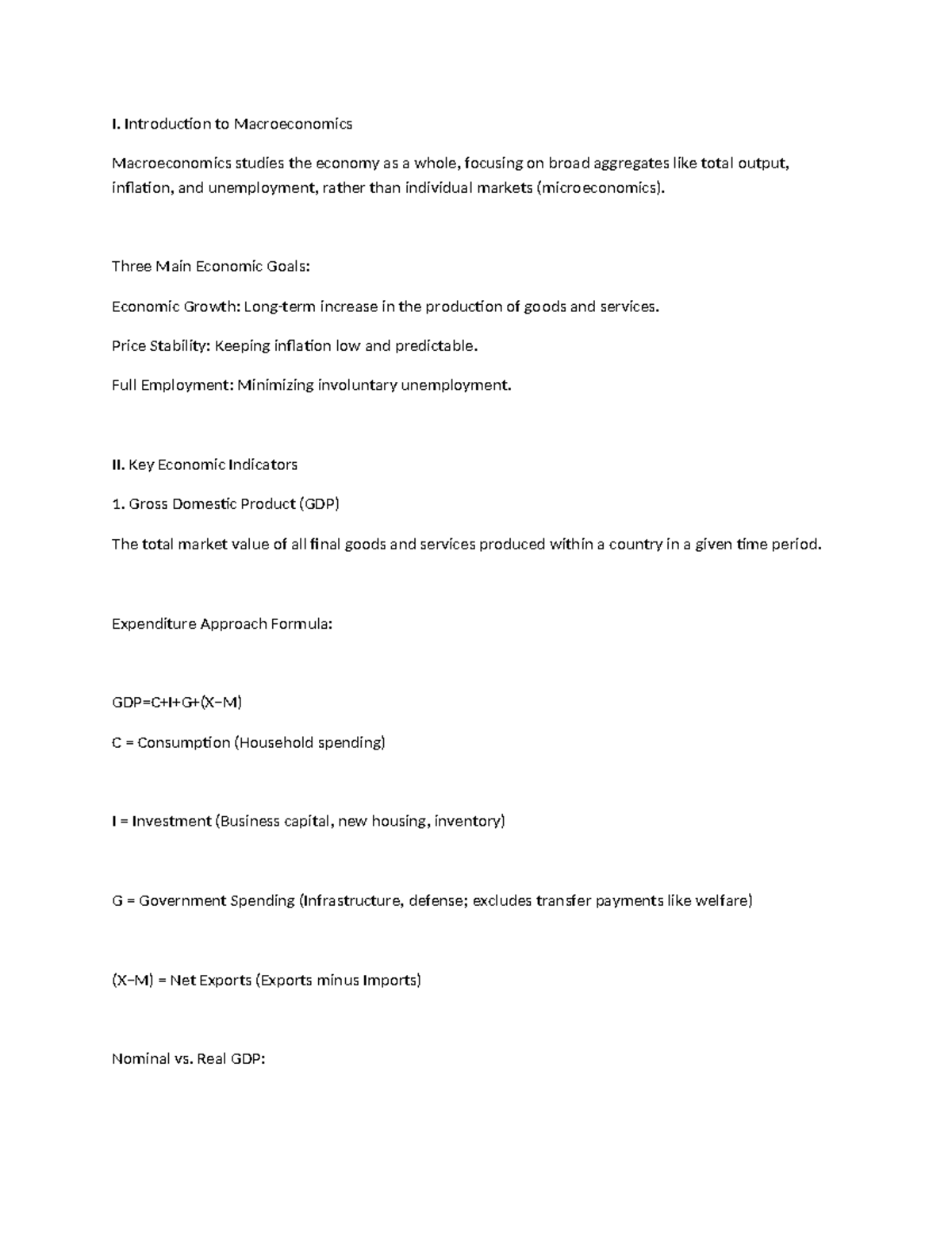ECON 101: Introduction to Macroeconomics Study Notes - Studocu
