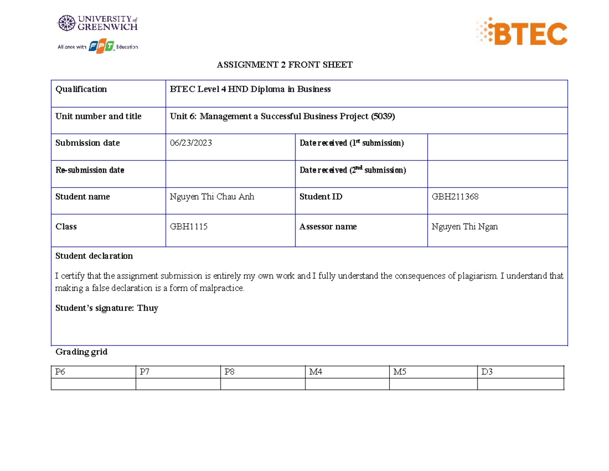 5039 Assignment-2-Frontsheet-1 - ASSIGNMENT 2 FRONT SHEET Qualification ...