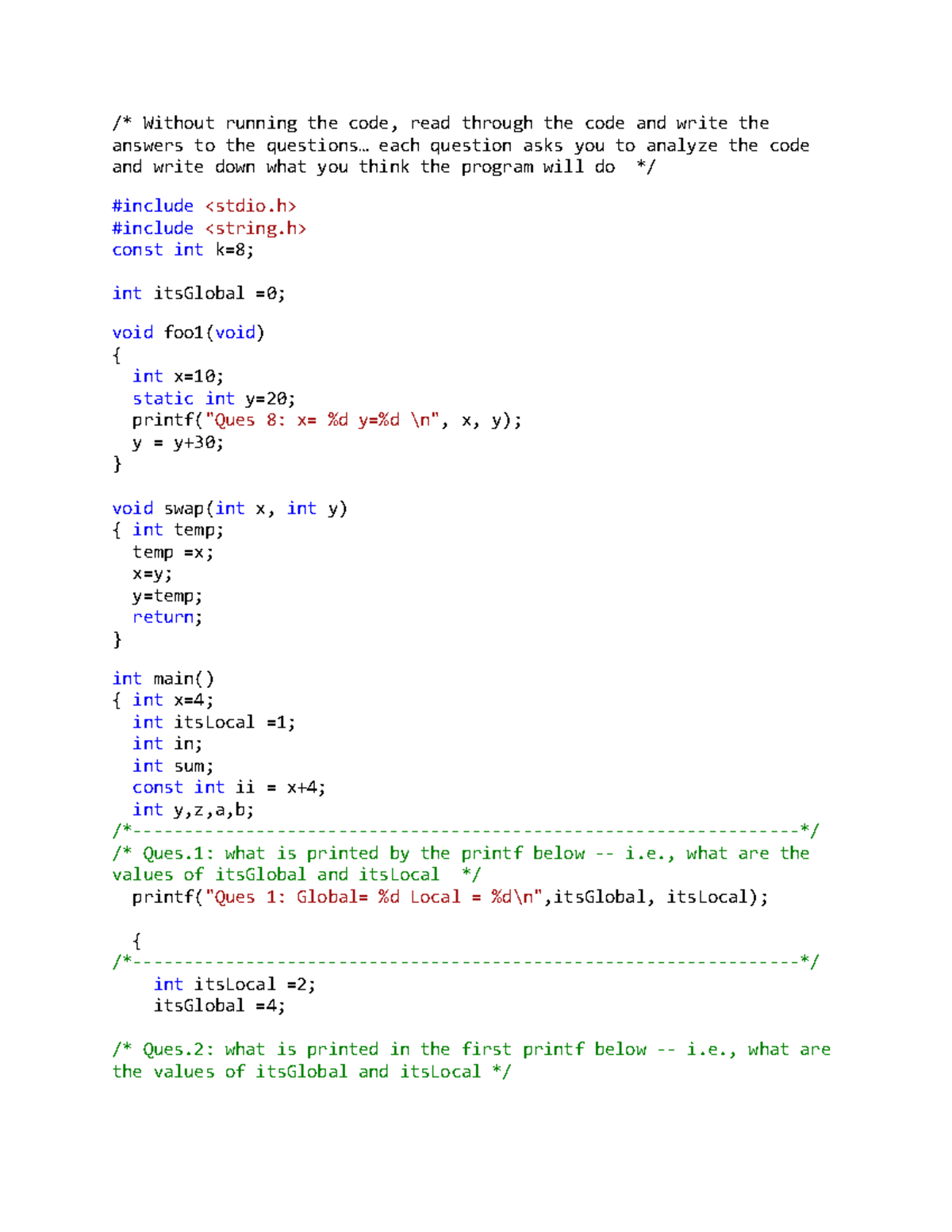 Computer Architecture I Test 1 & 2 Solutions Analysis and Code Review ...