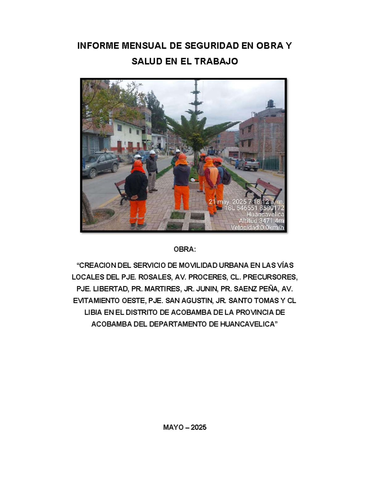 Informe Mensual de Seguridad y Salud en el Trabajo - SOST - Mayo 2025 ...