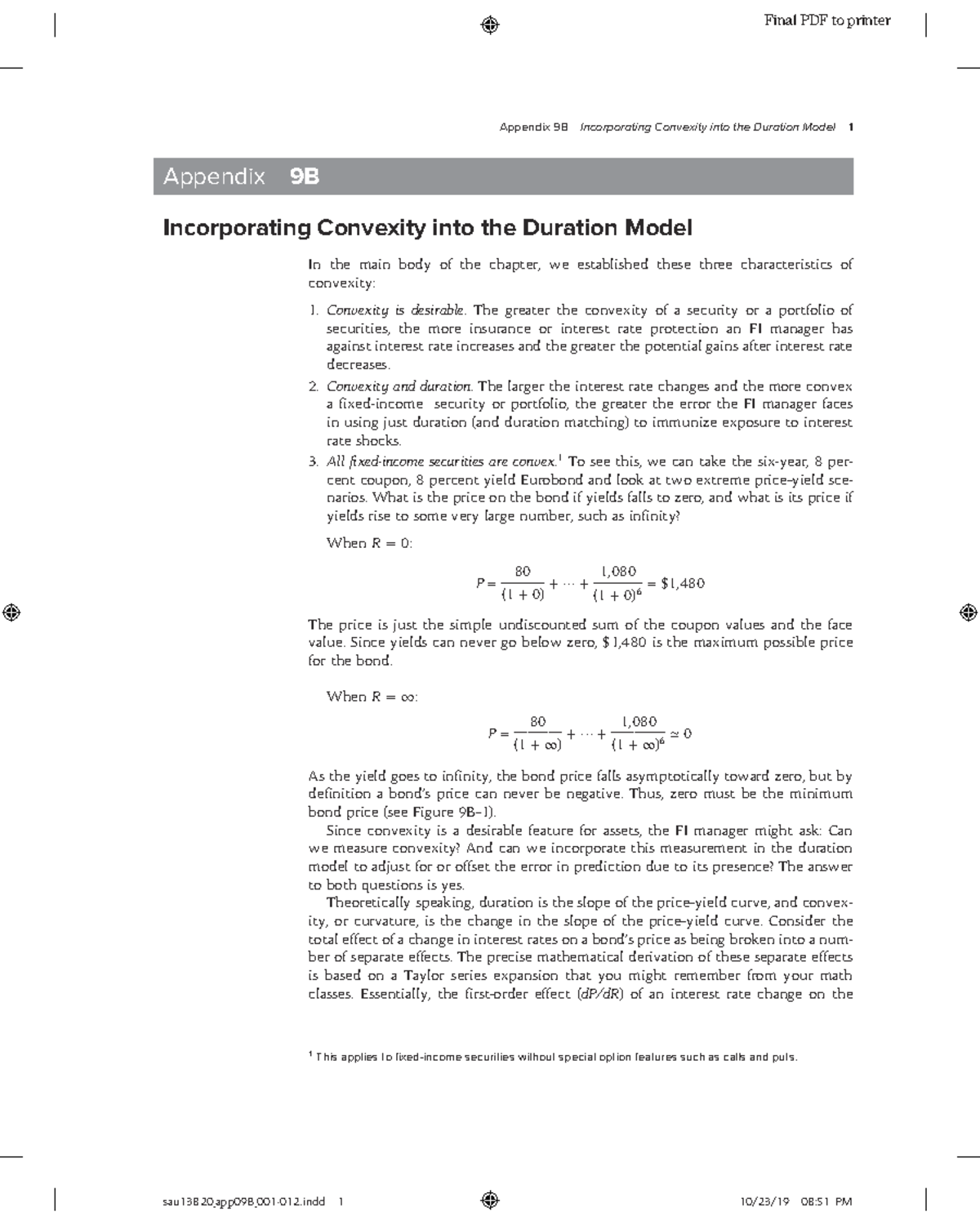 Final Exam: Appendix 9B - Incorporating Convexity in Duration Model ...