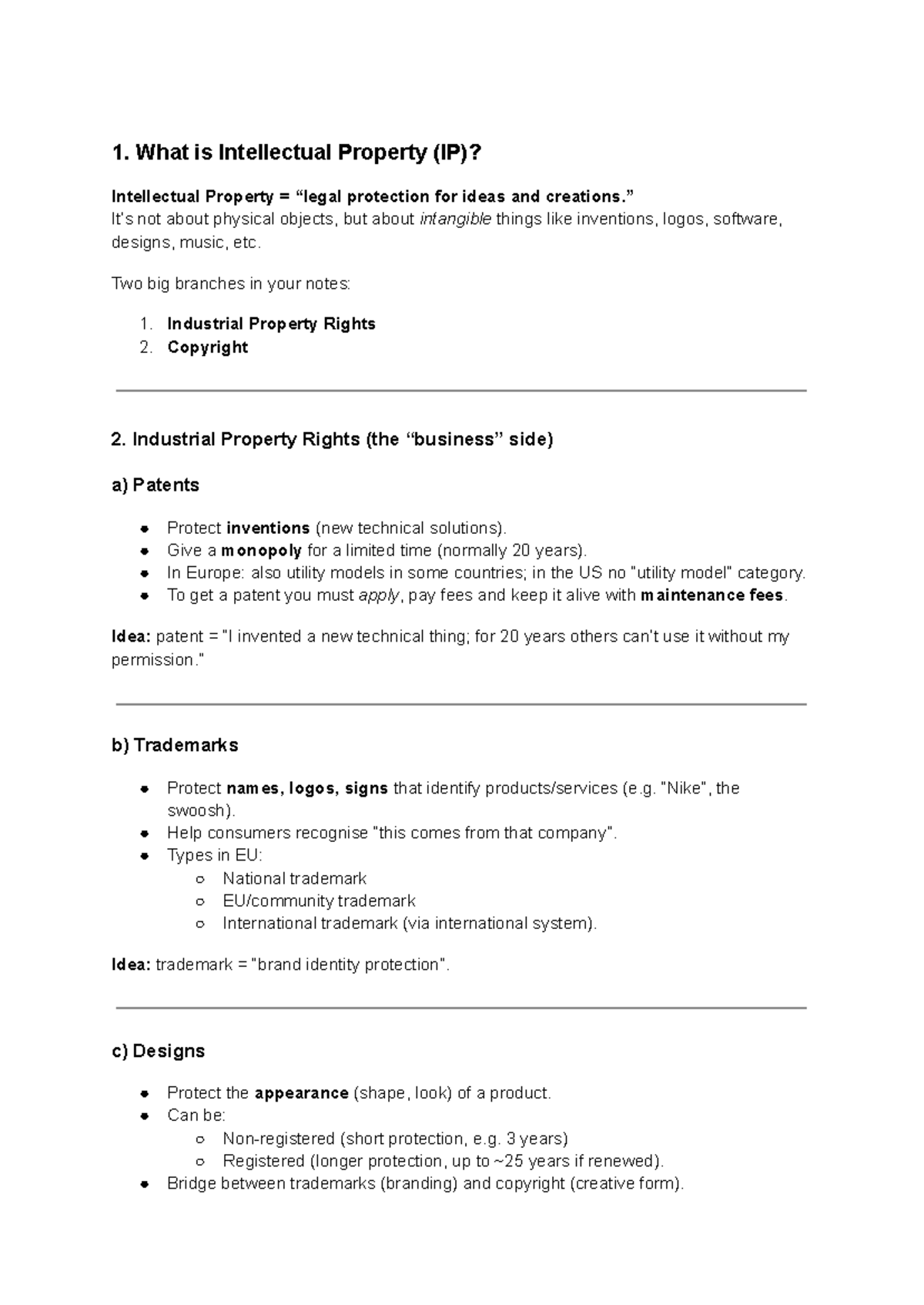 IPR 2 - Essential Notes on Intellectual Property for Oral Exams - Studocu