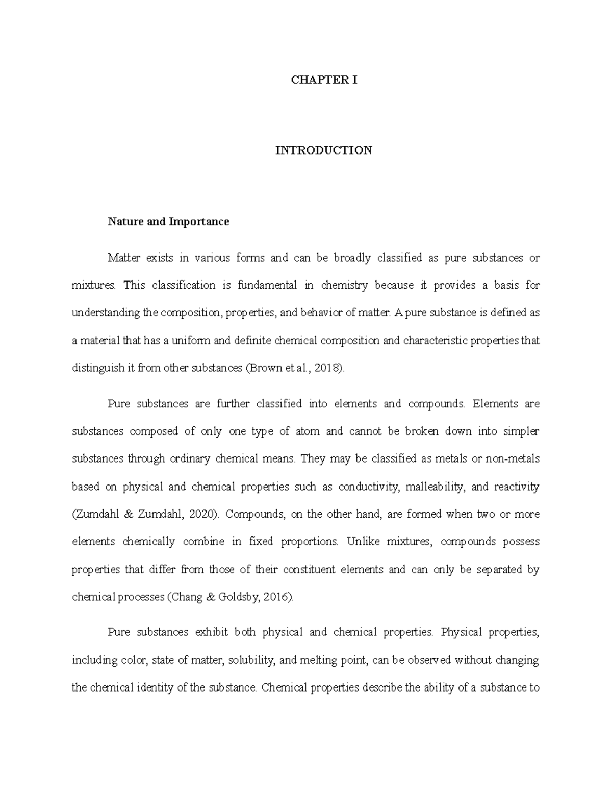 CHEM 101: Chapter I - Introduction to Pure Substances and Mixtures ...