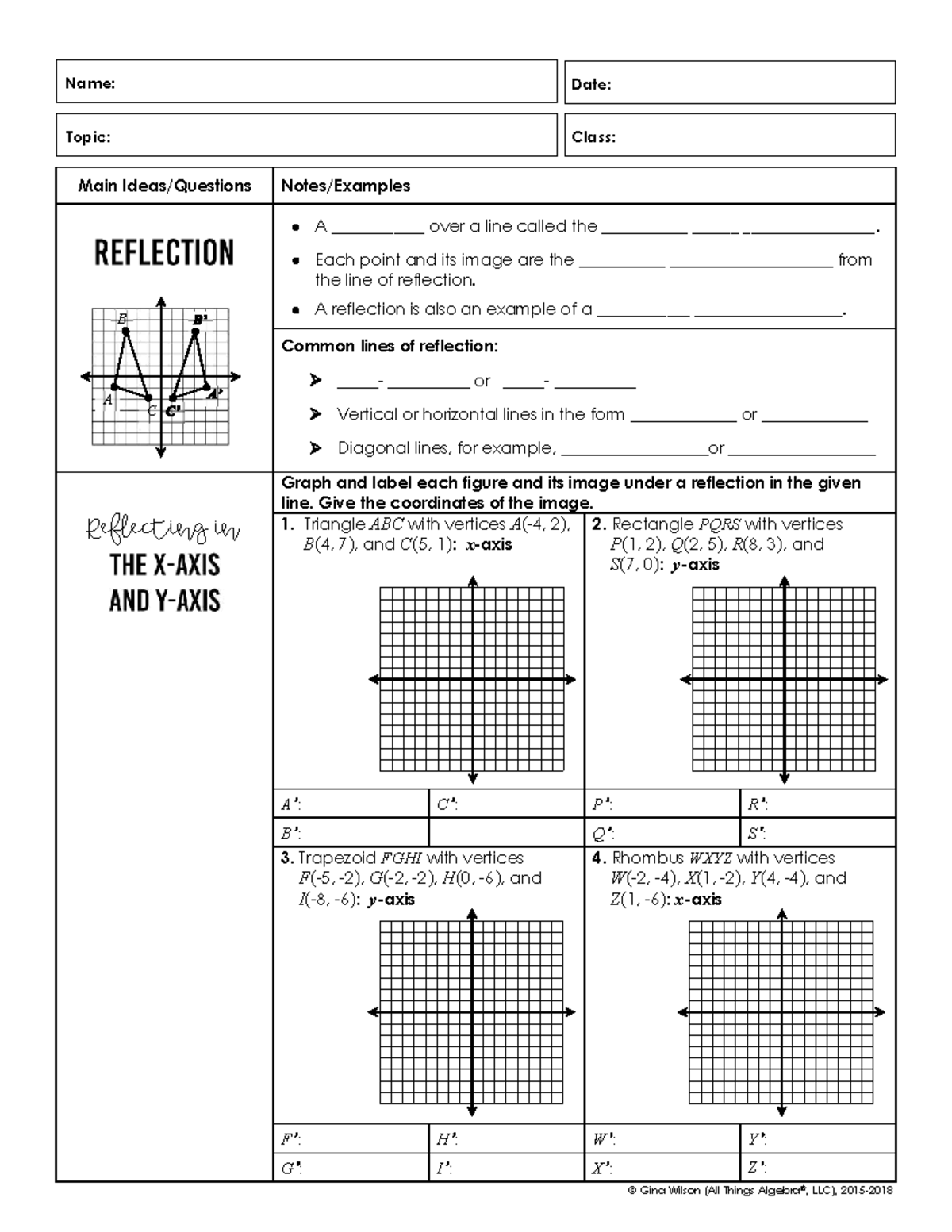 Reflections Notes (G) - Understanding Reflection in Geometry - Studocu