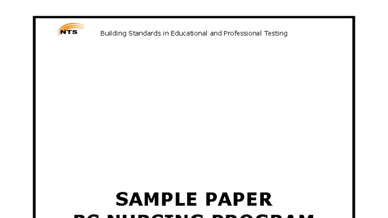 BS Nursing Program Sample Paper: Building Standards in Testing - Studocu