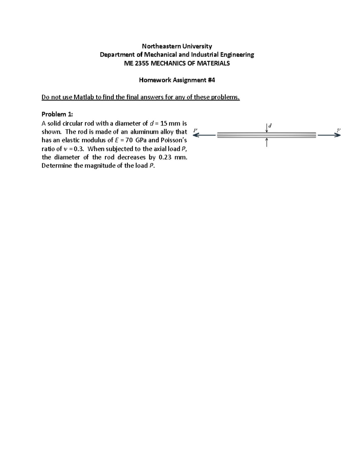 ME 2355 Mechanics of Materials Homework Assignment #4 - Studocu