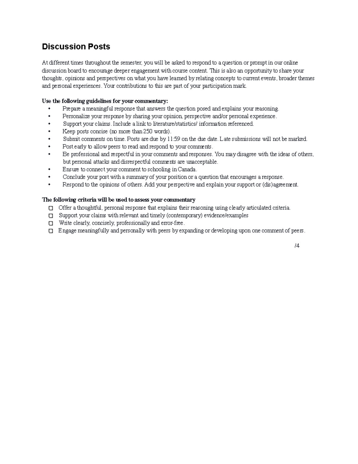 Guidelines-1 - guidleines - Discussion Posts At different times ...