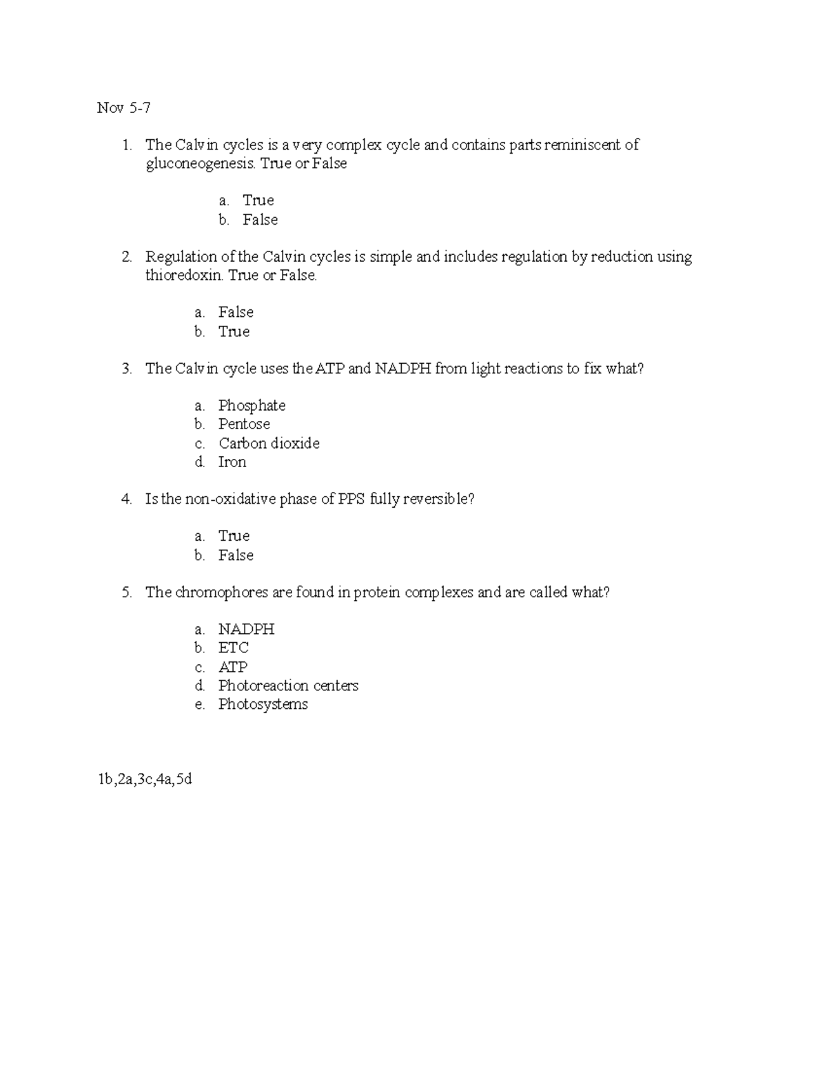 Biology 101 - Nov 5-7 Quiz Questions and Answers - Studocu