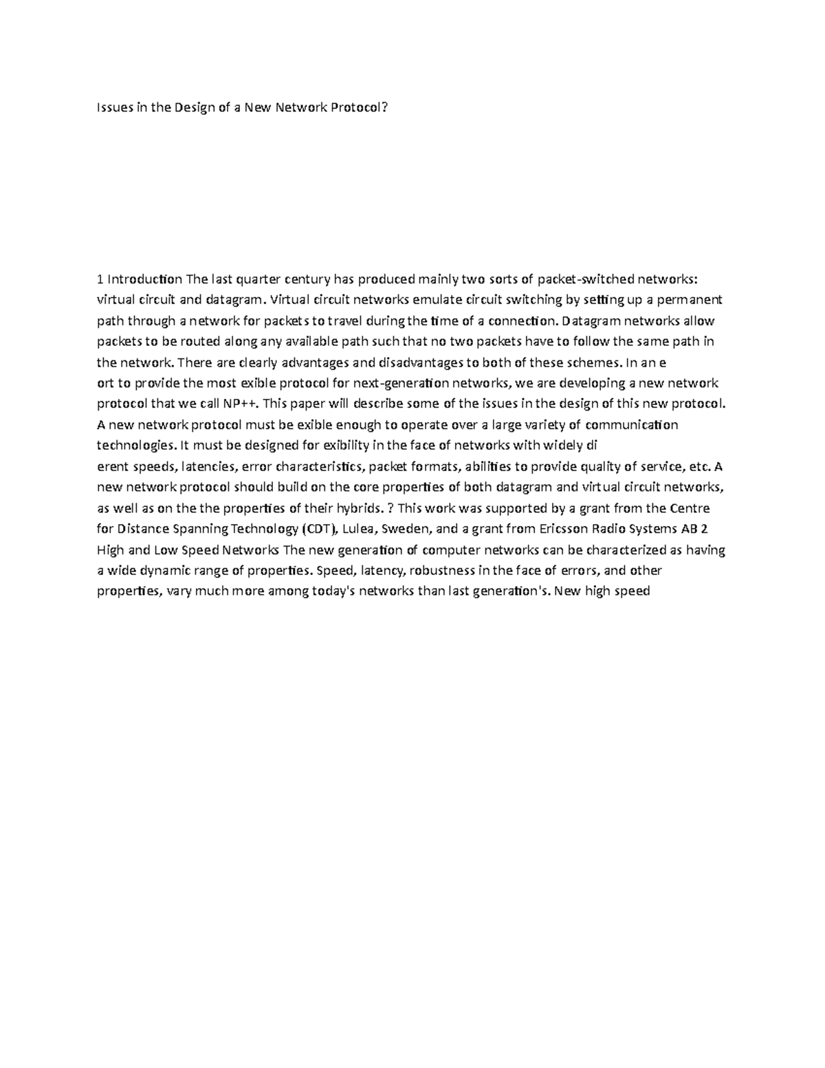 Designing a New Network Protocol NP++: Issues and Considerations - Studocu