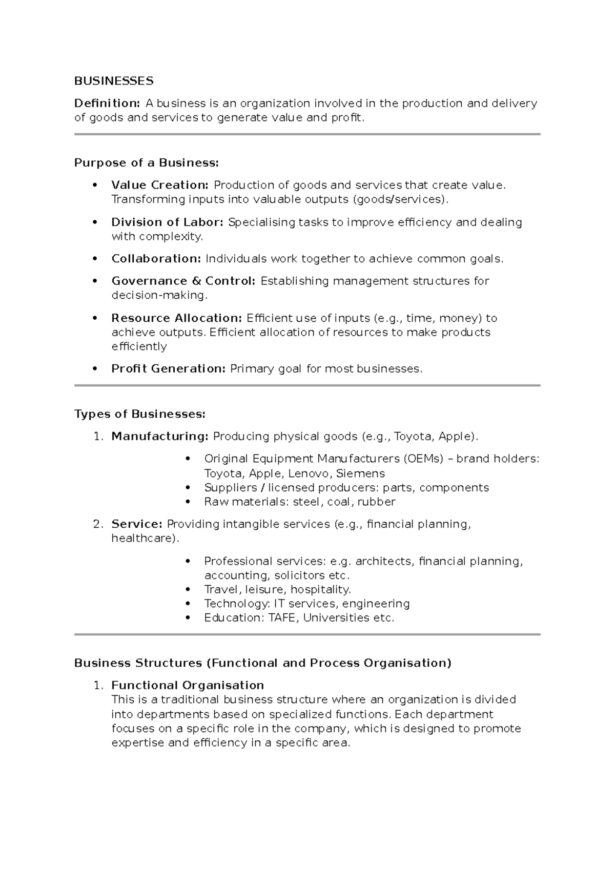 BUSINESS 101: Key Concepts, Structures, and Information Systems Notes ...