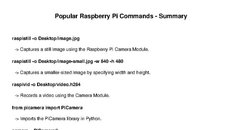 Raspberry Pi Commands Summary for Beginners - Studocu