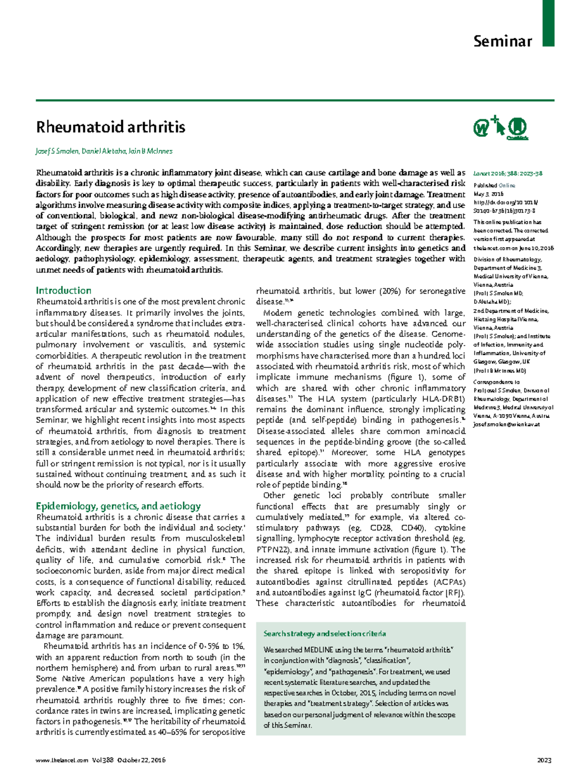 Seminar on Rheumatoid Arthritis: Insights and Treatment Strategies (RA ...