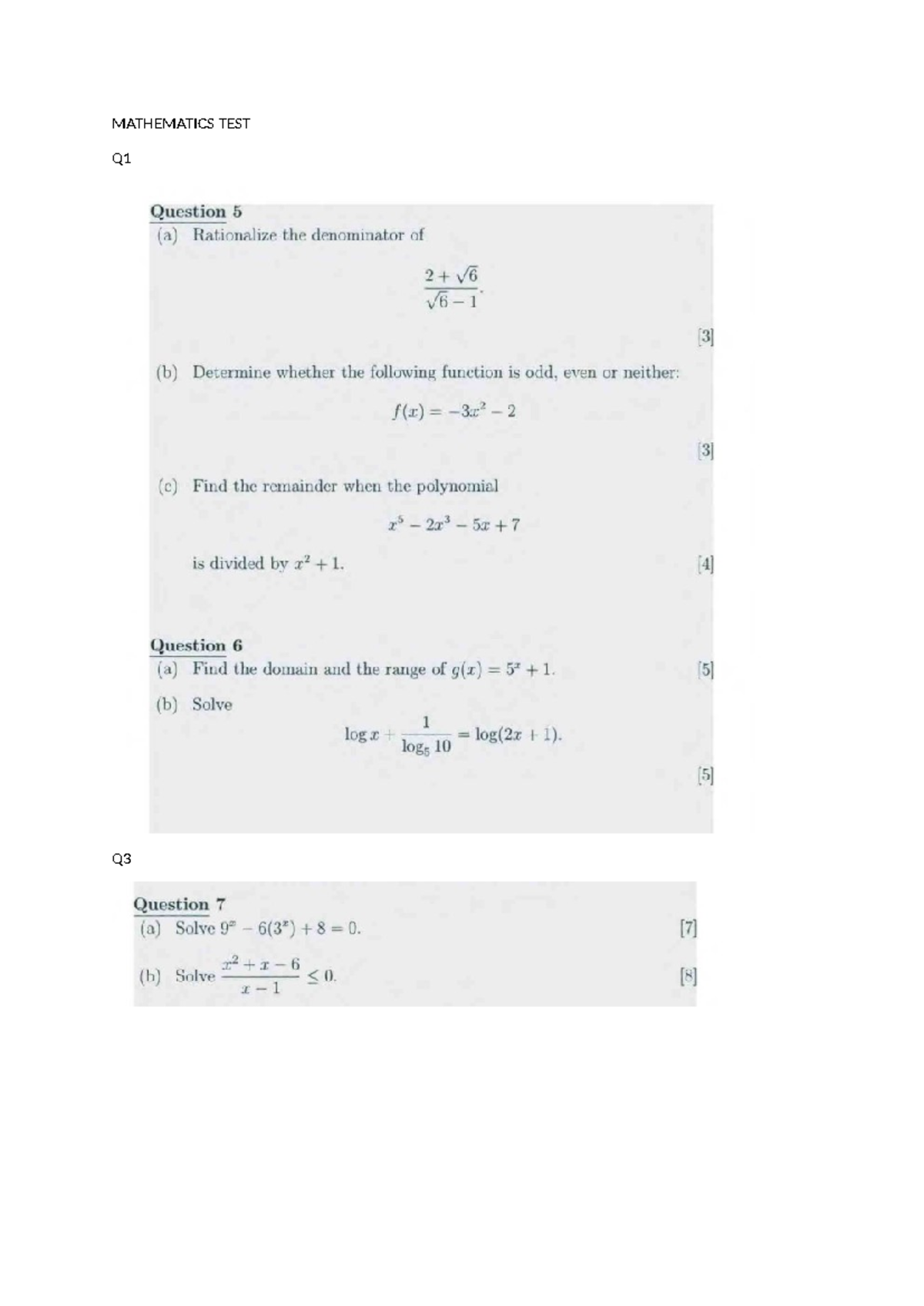 Mathematics TEST E - Practice Questions and Solutions - Studocu