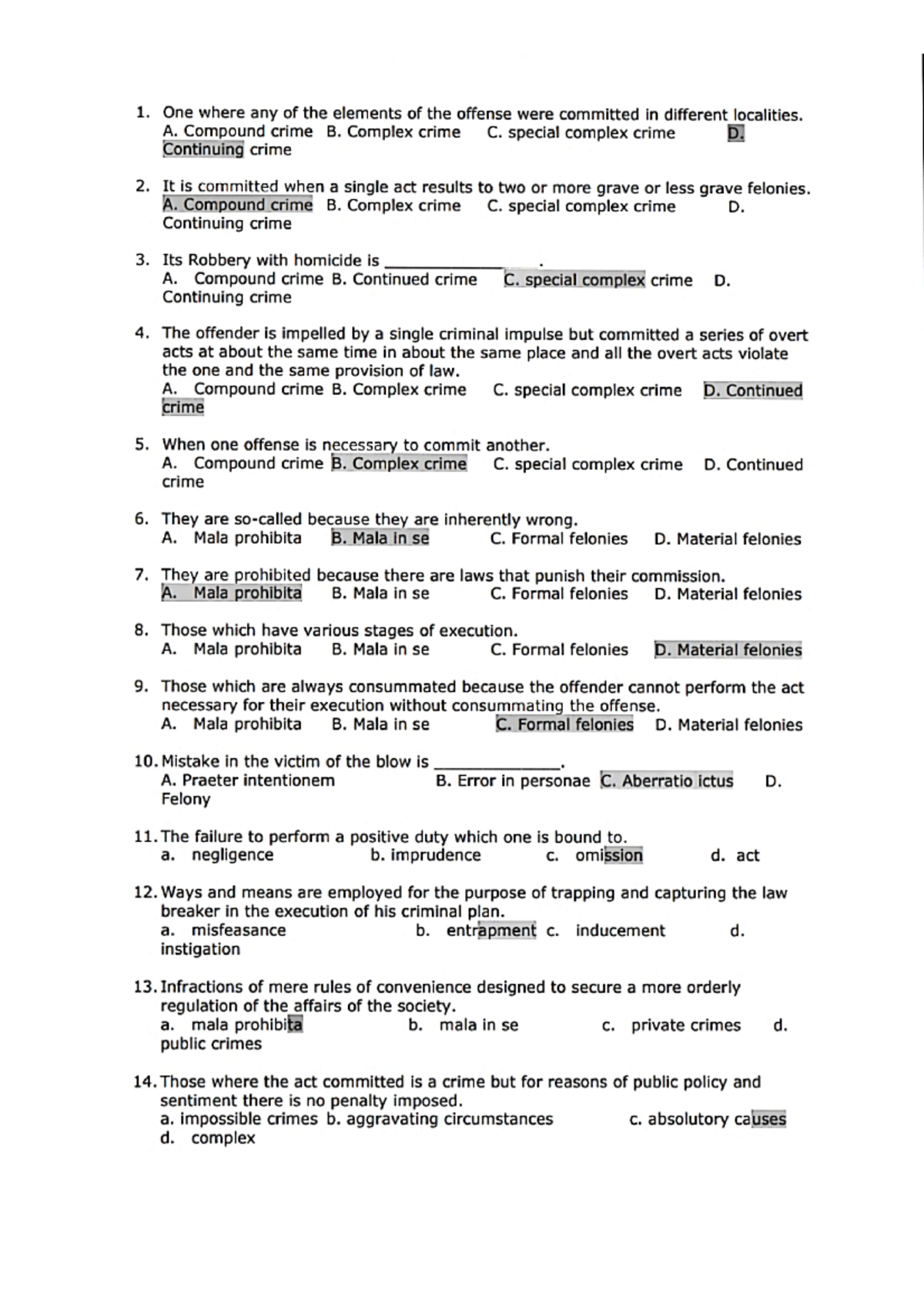 CFE 101 - Reviewer for Criminal Law Final Exam Concepts and Cases - Studocu