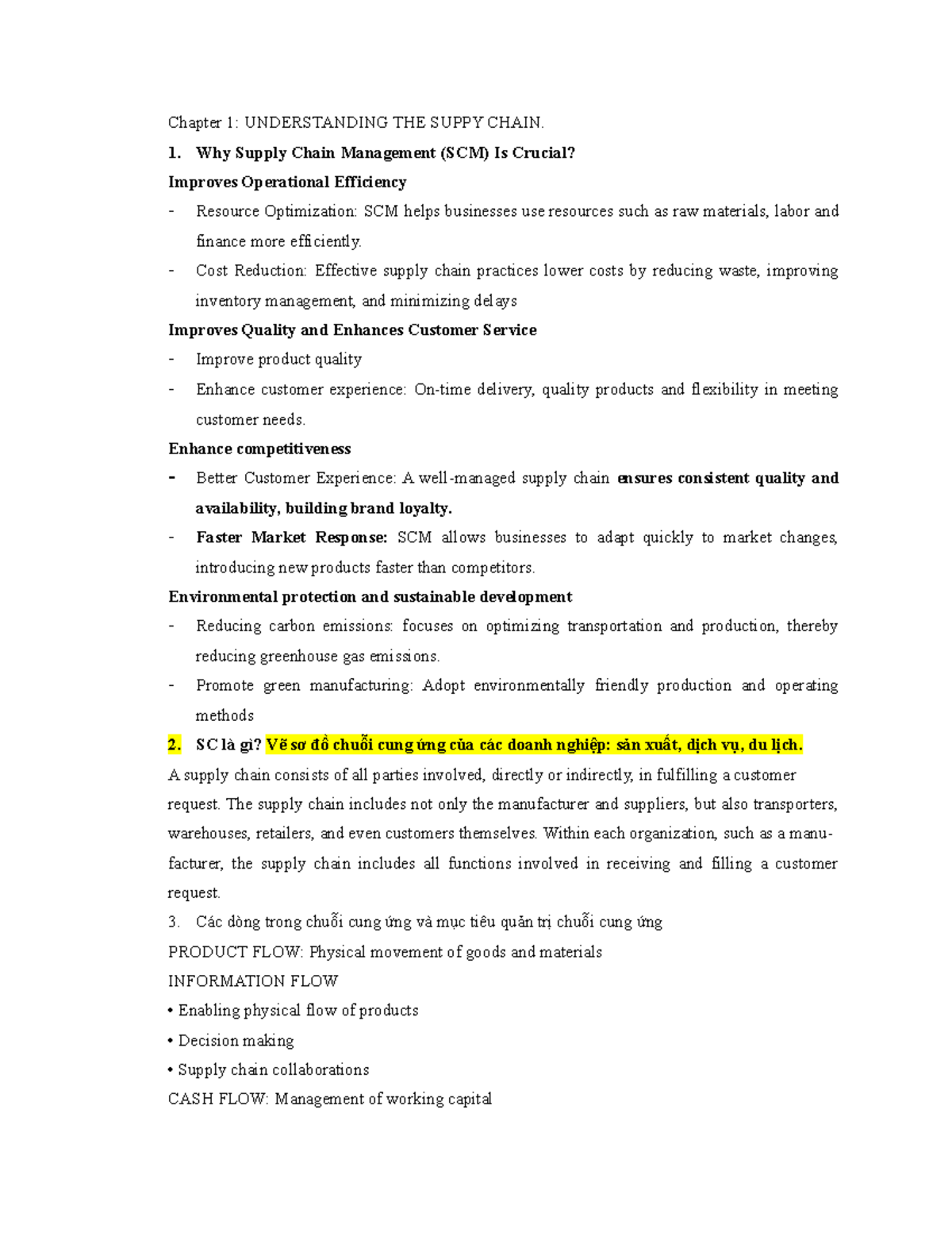 Chapter 1: Understanding the Supply Chain (LT SCM) - Studocu