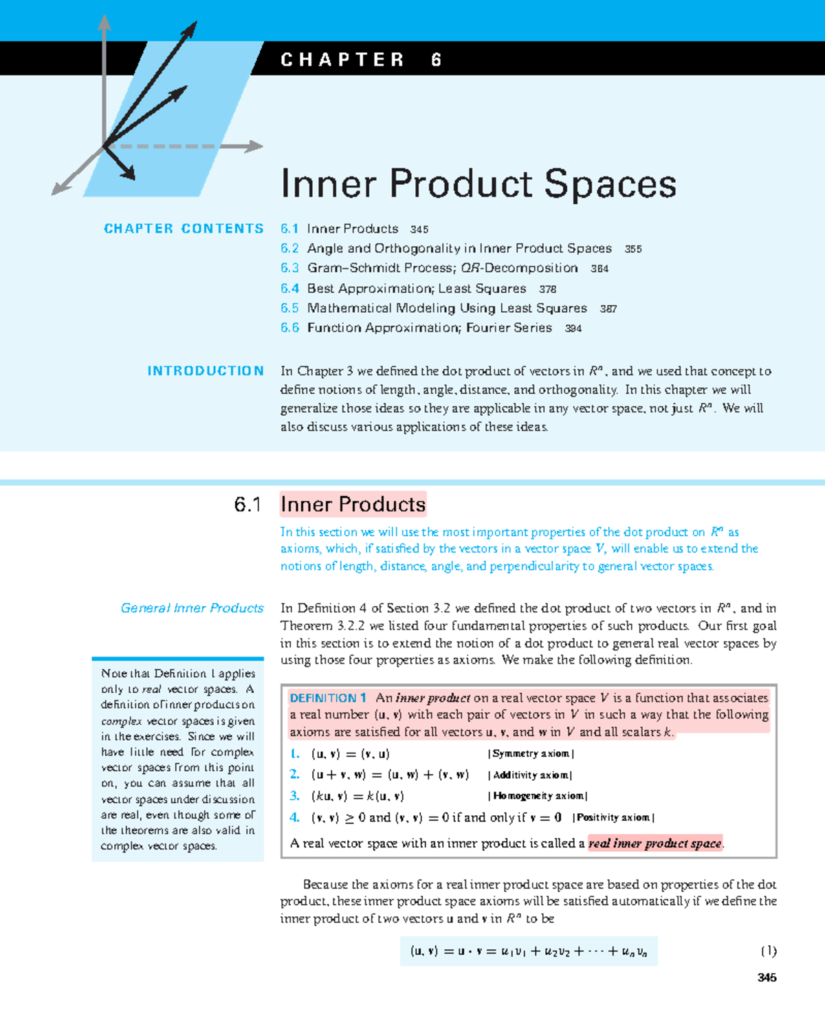 CHAPTER 6 Inner Product Spaces: Concepts and Applications - Studocu