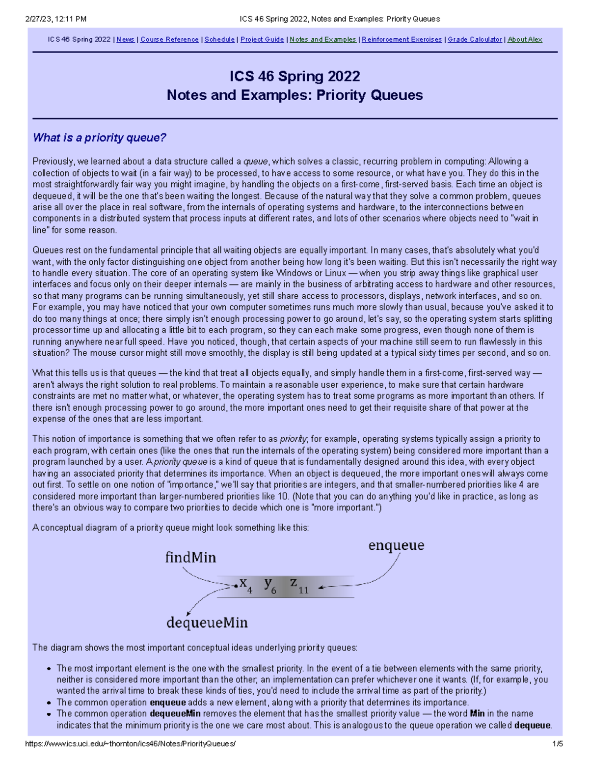 ICS 46 Spring 2022: Final Exam Notes on Priority Queues Explained - Studocu