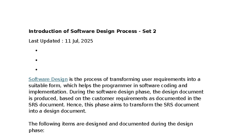 Software Design Process Overview - Unit 3 Notes - Studocu