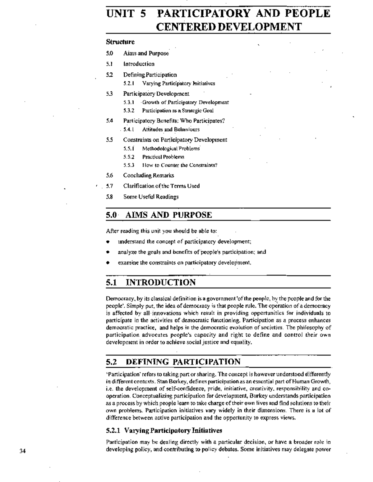 Unit 5 - Participatory and People-Centered Development Notes - Studocu
