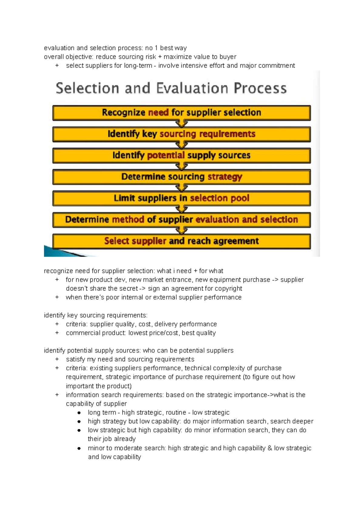 Chap 7 - Supplier Evaluation & Selection Process Overview - Studocu