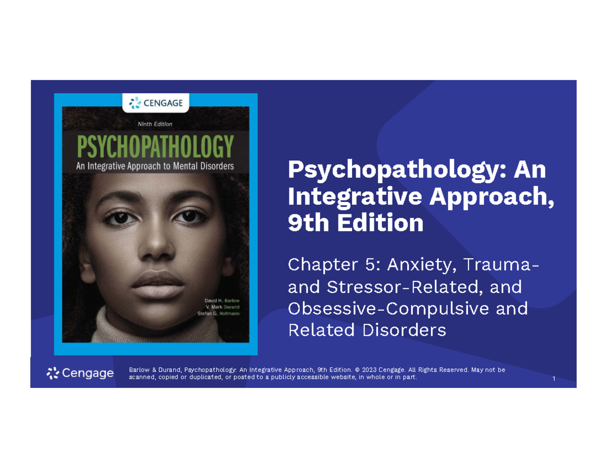 PSYC 223: Chapter 5 - Anxiety, Trauma, and Related Disorders - Studocu