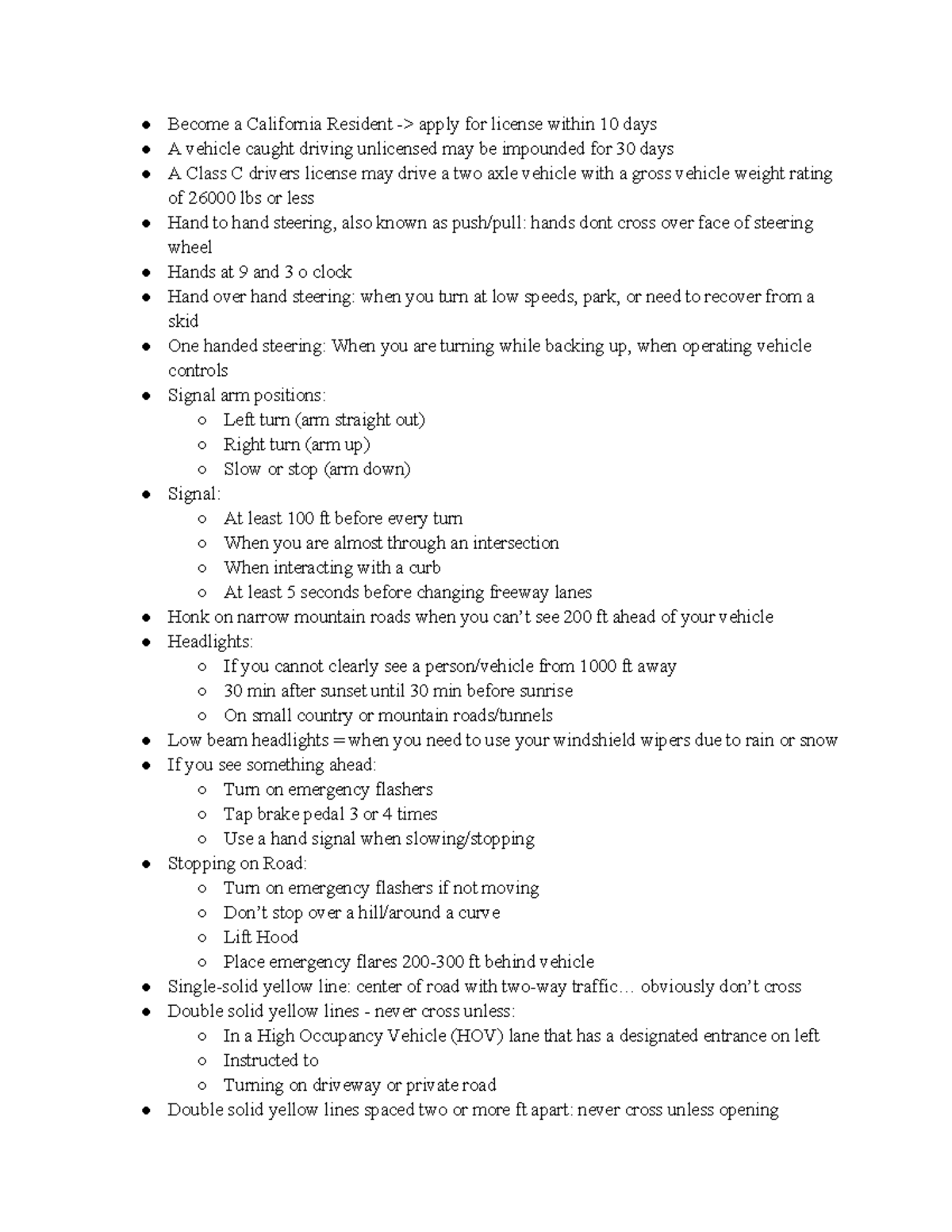 California Driver's Permit Test Study Guide: Key Rules and Tips - Studocu