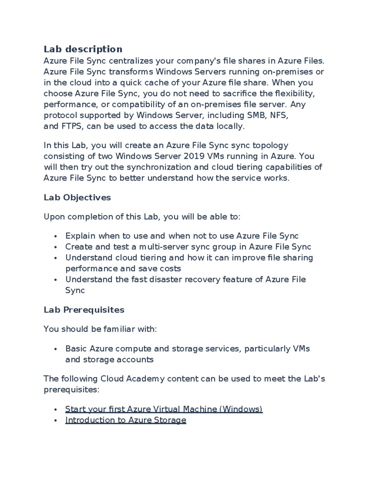 Lab 04: Synchronizing Files Across Servers with Azure File Sync - Studocu
