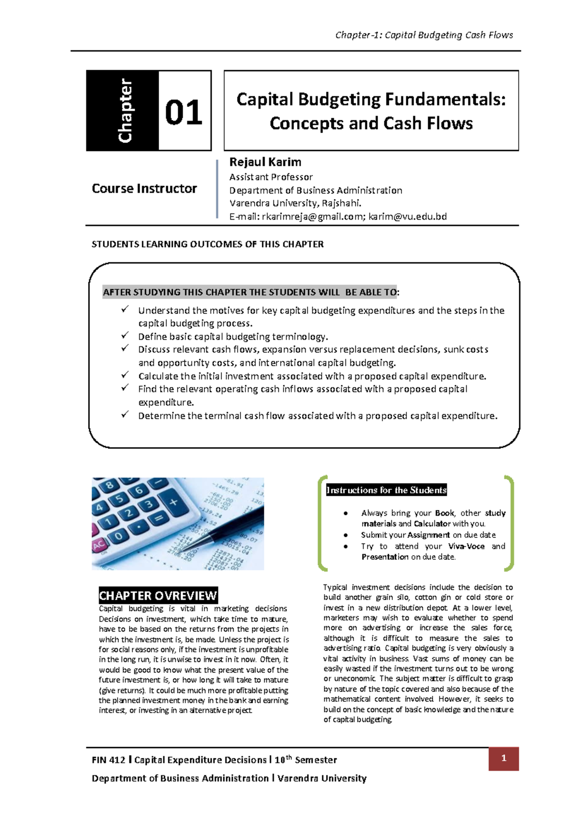 Capital Budgeting & Cash Flows: Insights for FIN 412 Exam - Studocu