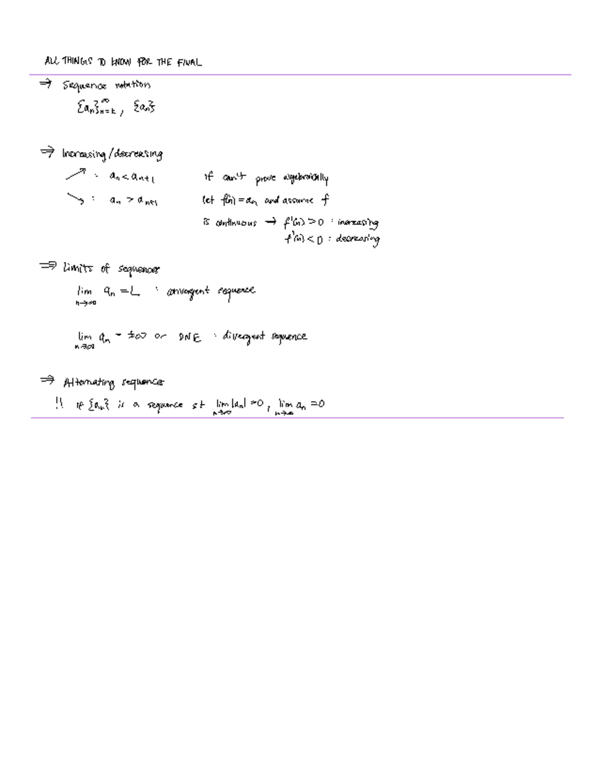 Basic M128 Final Exam Study Notes on Sequences and Series - Studocu