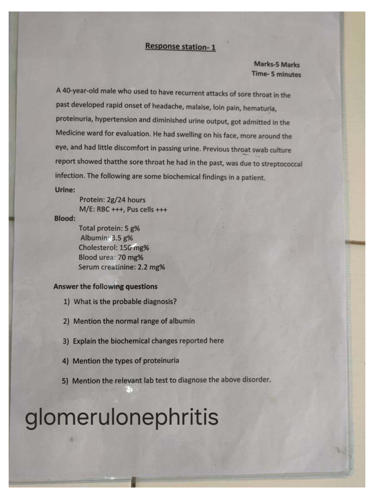 OSPE (VB) - Case Study on Glomerulonephritis and Alkaptonuria - Studocu