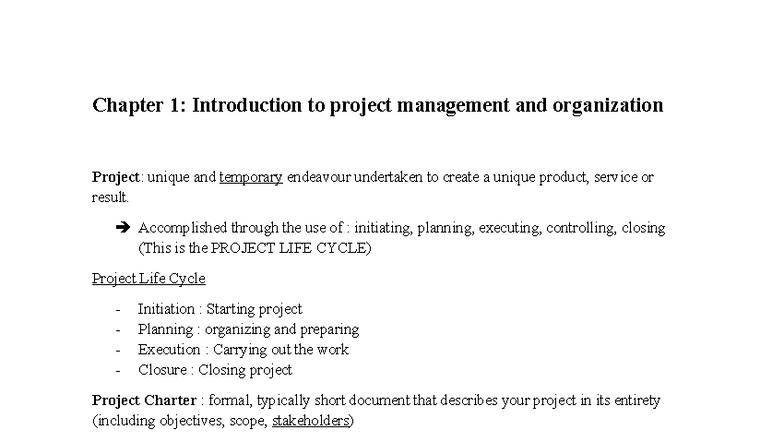 ENGR 301: Chapter 1 - Intro to Project Management Concepts - Studocu