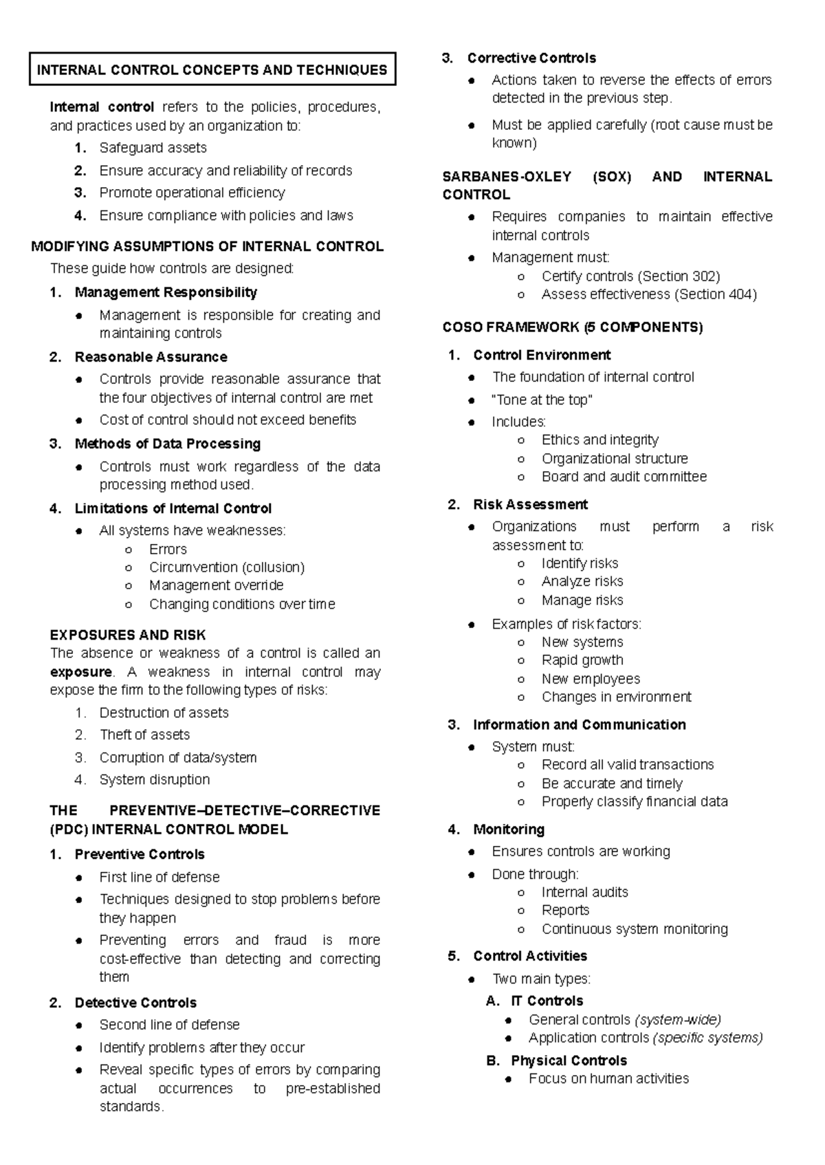 Ethics, Fraud, and Internal Control Concepts (Part 3) - Studocu