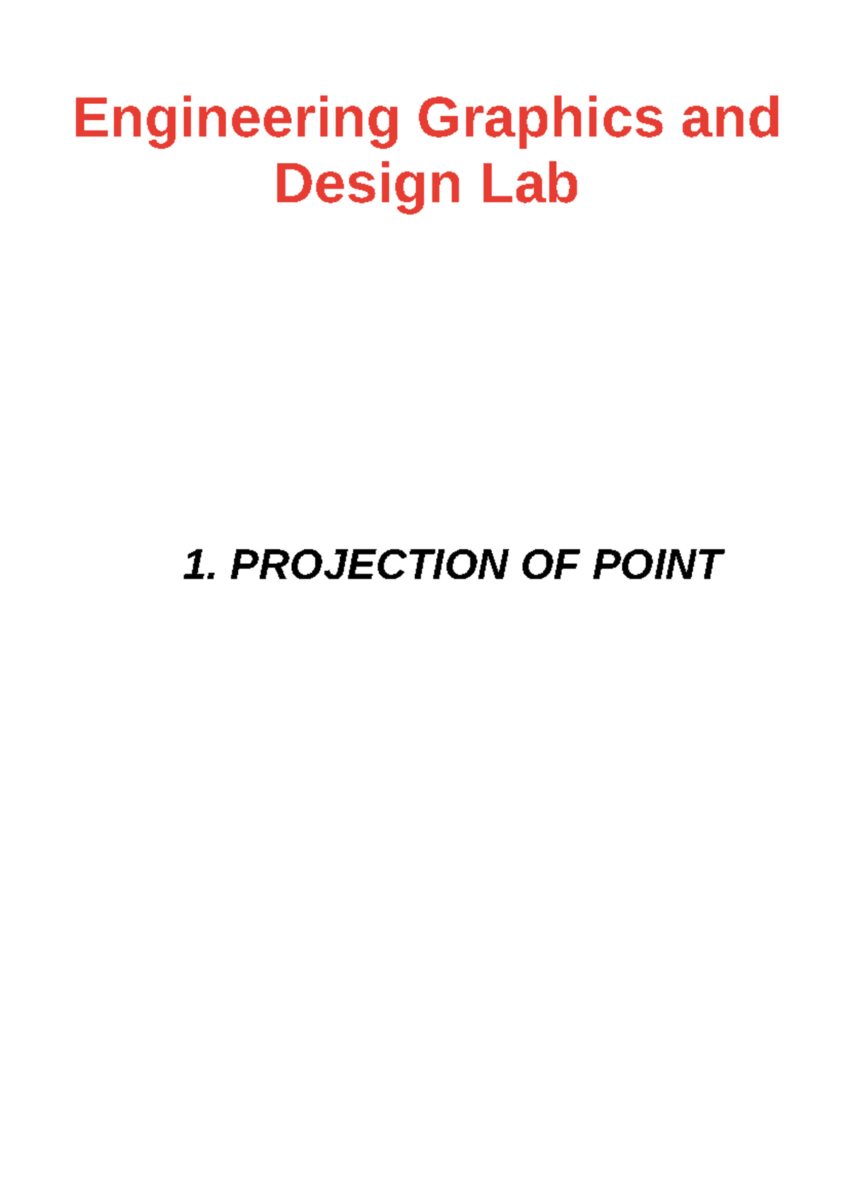 B.Tech Engineering Graphics Lab 1: Projection of Points and Lines - Studocu