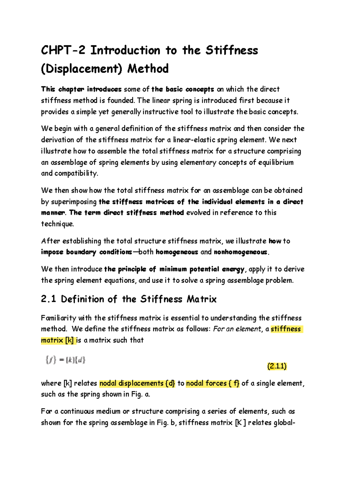 CHPT 2 - Intro to the Stiffness (Displacement) Method: Concepts ...
