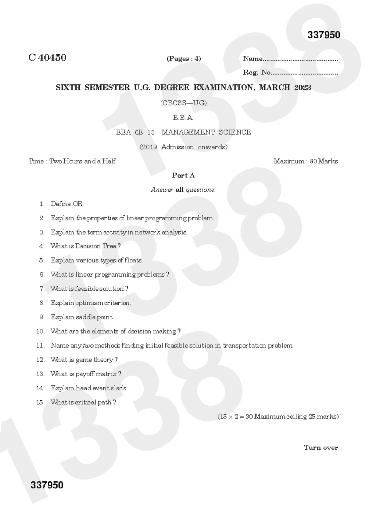 BBA 6B Management Science - LP Notes for Sixth Semester Exam - Studocu