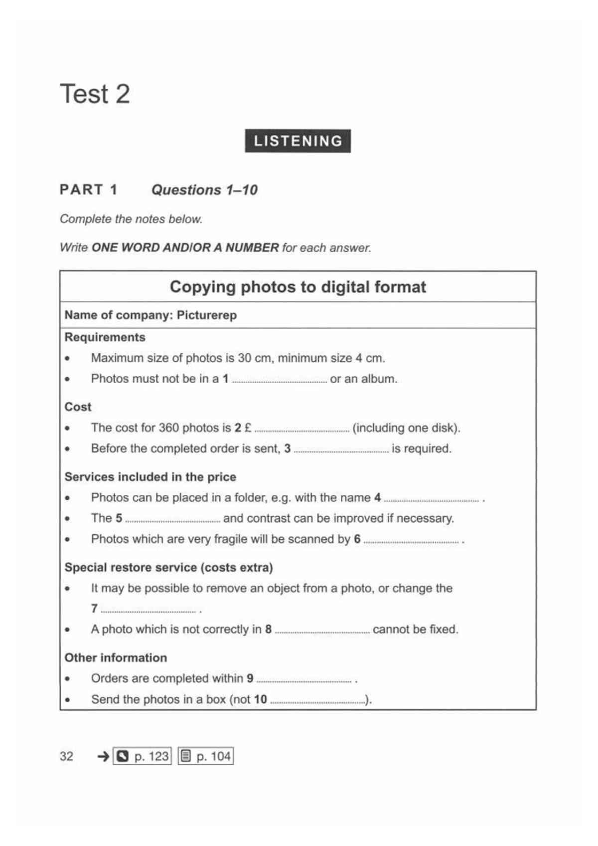 Test 2 Listening Part 1 & 2 Questions and Notes - Studocu
