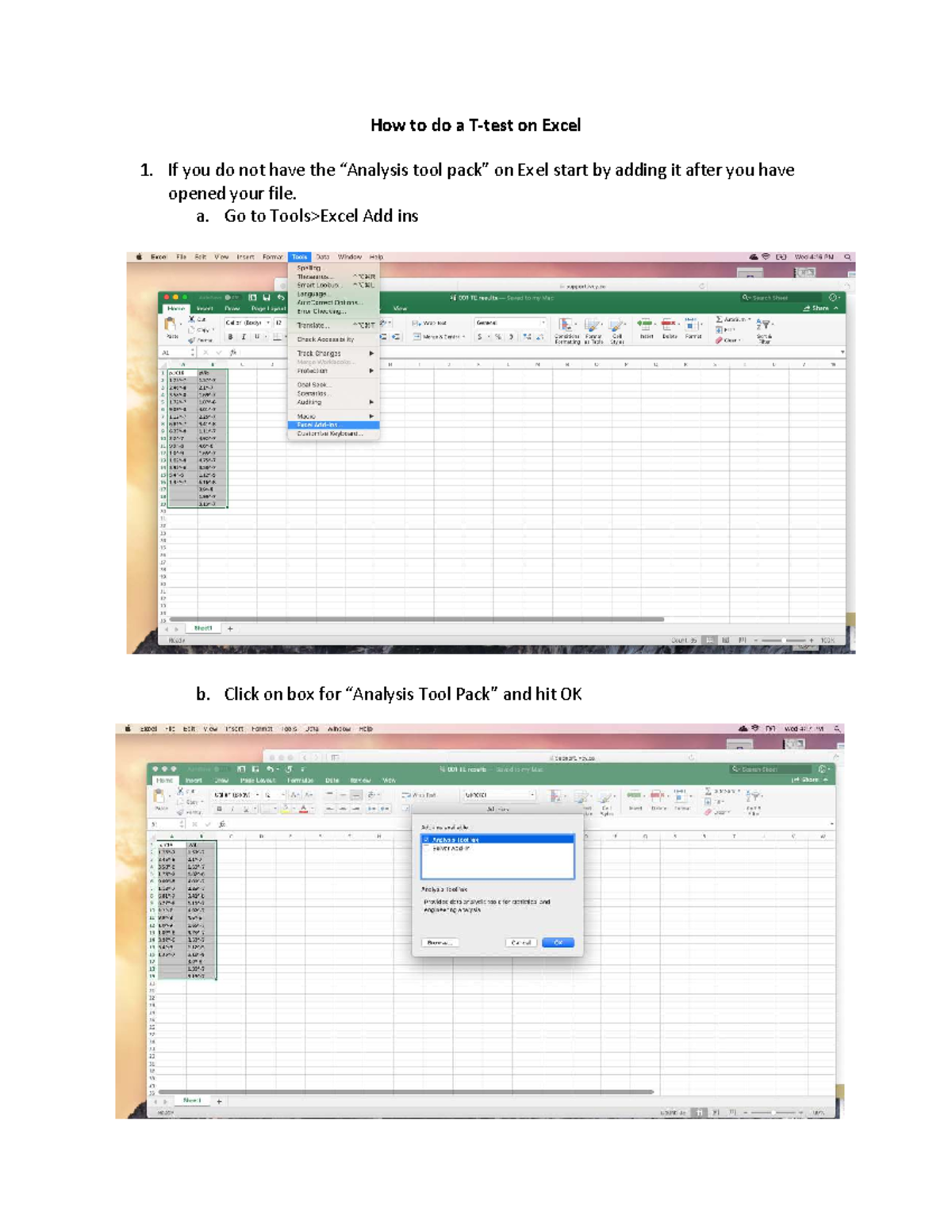 How to Perform a T-Test in Excel: Step-by-Step Guide - Studocu