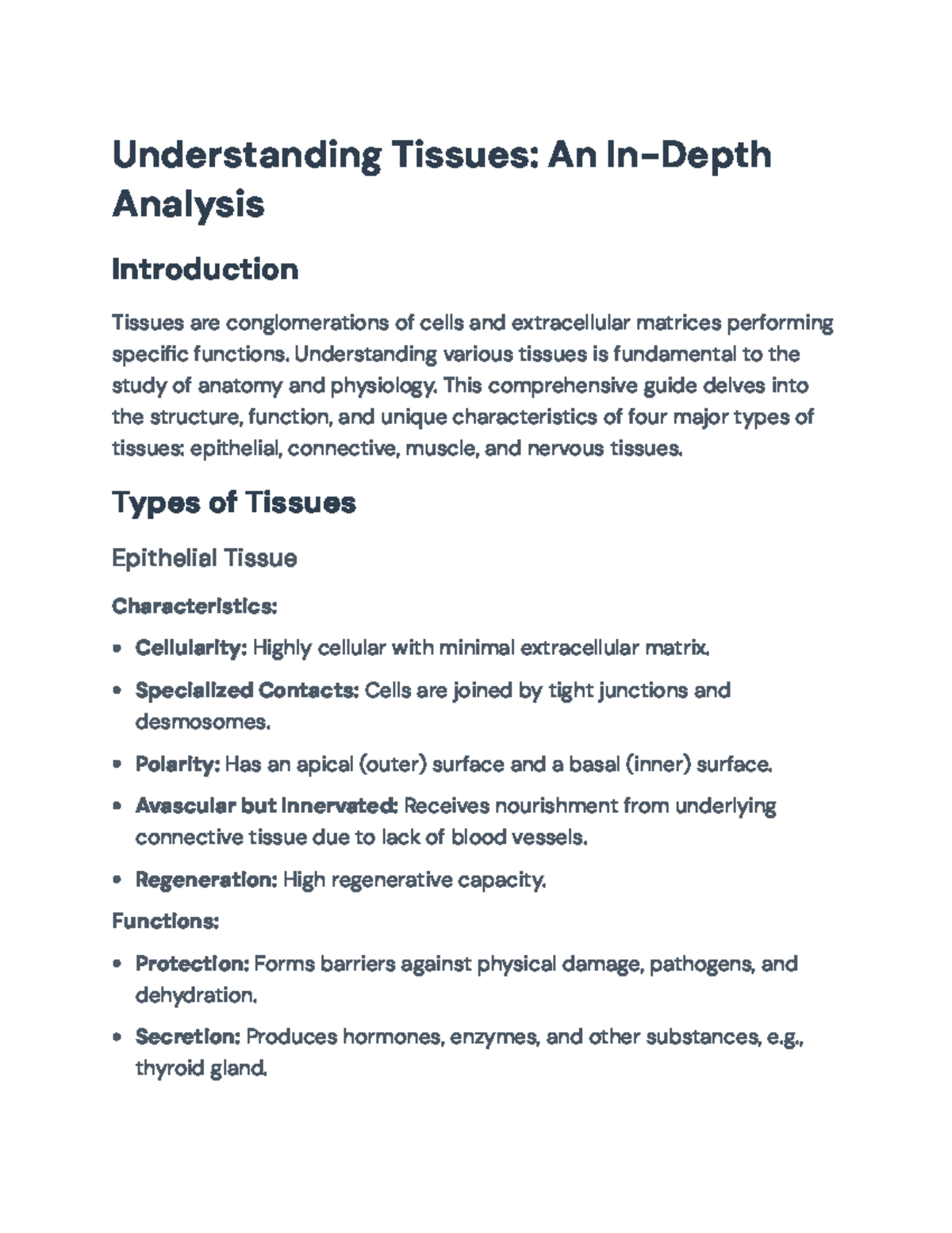 In-Depth Analysis of Tissues: Anatomy 101 Essentials Guide - Studocu