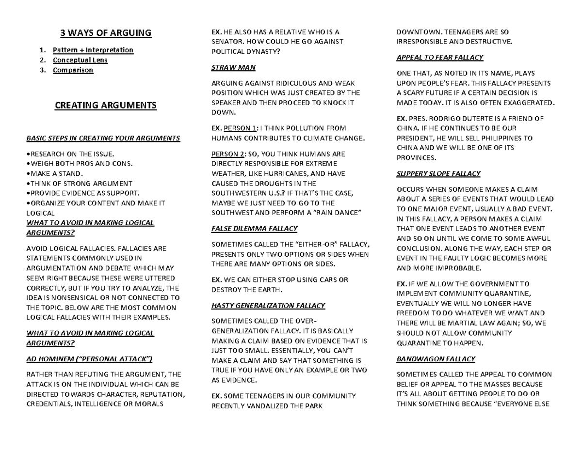 EAPP Creating Arguments - 3 WAYS OF ARGUING Pattern + Interpretation ...