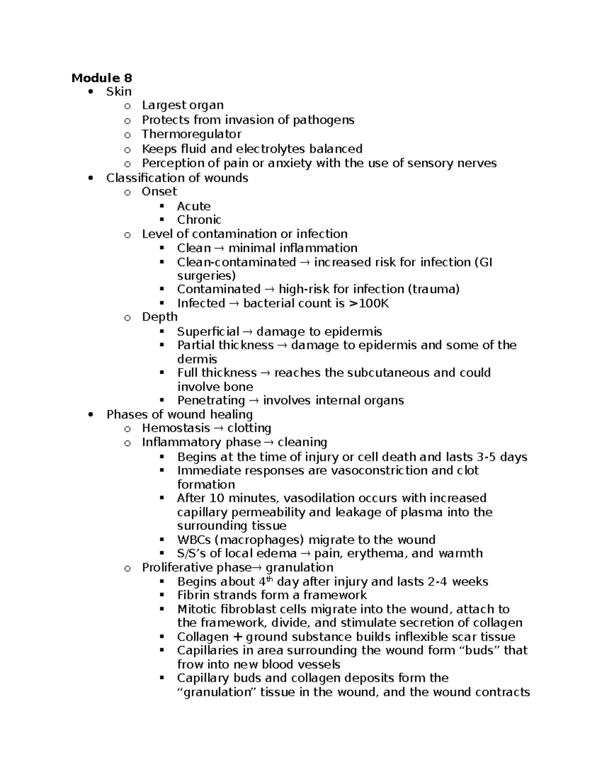 MDC 1 Exam 3 Review - Exam 3 Outline - Module 8 Skin o Largest organ o ...