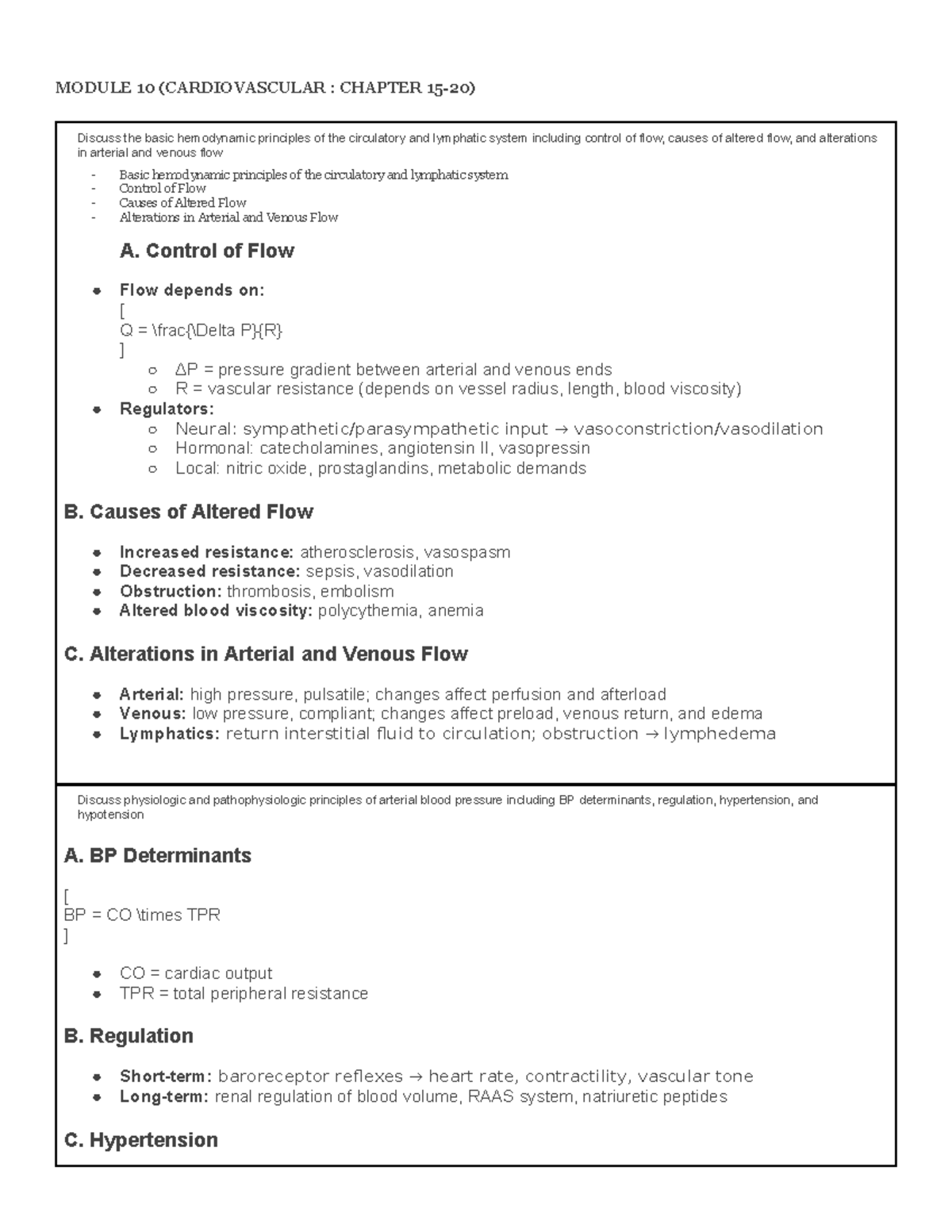 Heart + LUNG Study Guide: Exam 3 Review on Hemodynamics and Cardiac ...
