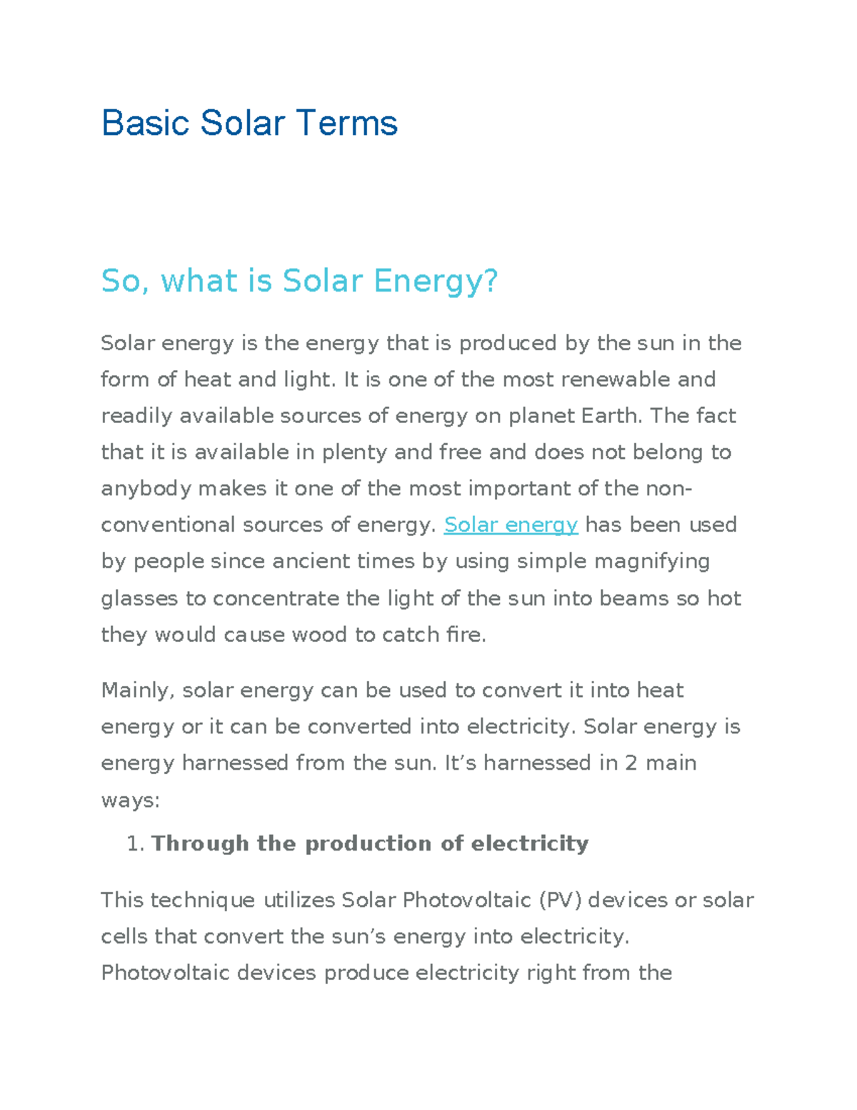 Solar Energy Overview: Key Concepts and Future Insights - Studocu