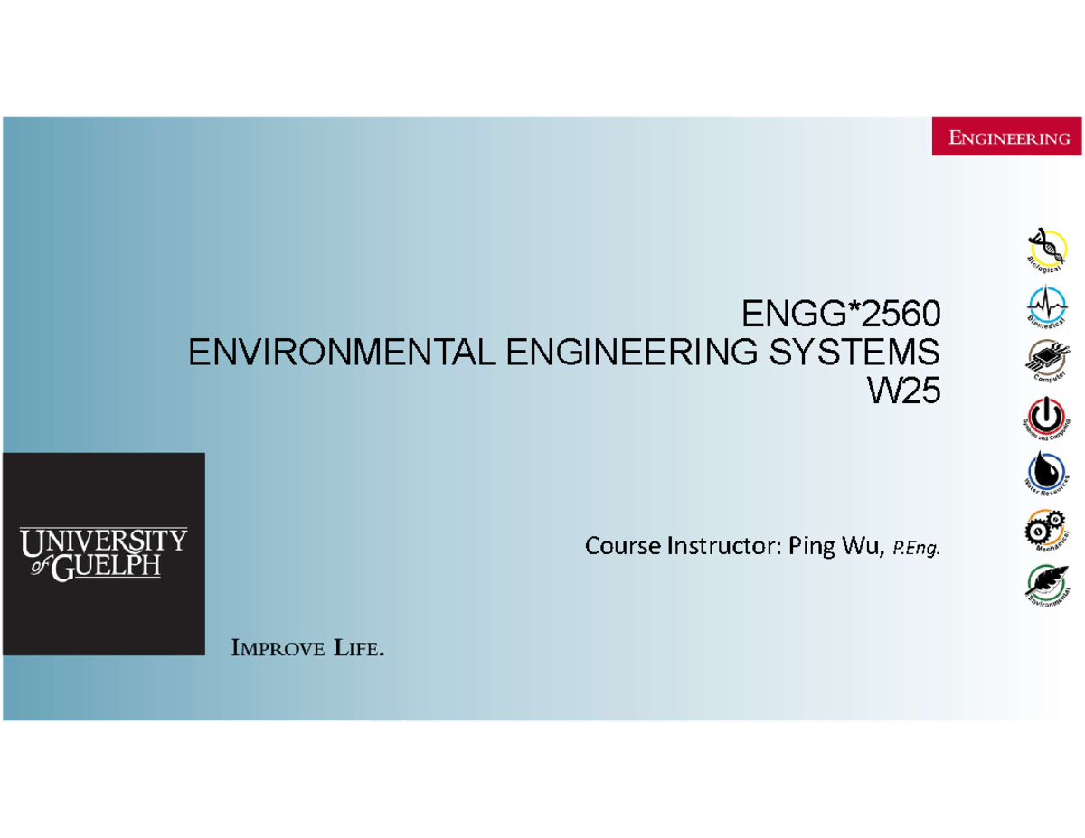 W25 ENGG2560 Lecture 01 Introduction - ENGG* ENVIRONMENTAL ENGINEERING ...