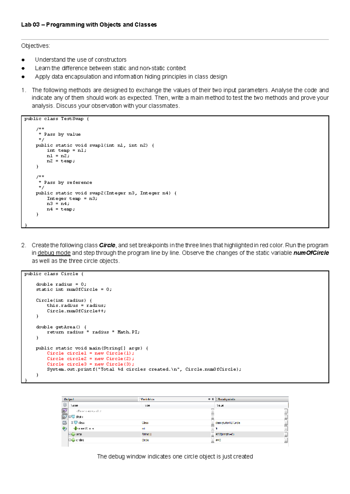 Lab 03 - Programming with Objects and Classes Exercises - Studocu