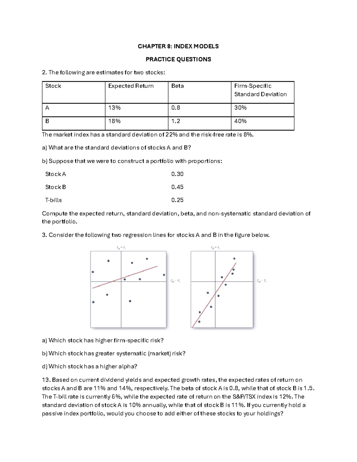 CHAPTER 8: INDEX MODELS PRACTICE QUESTIONS & ANSWERS - Studocu
